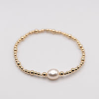 14kq Gold Filled Beaded Bracelet Set: Baroque Pearl Stacking Bracelets