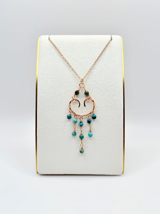 Personalized Birthstone Heart Chandelier Boho Style Necklace: 14k Gold Filled, 14k Rose Gold Filled or Sterling Silver