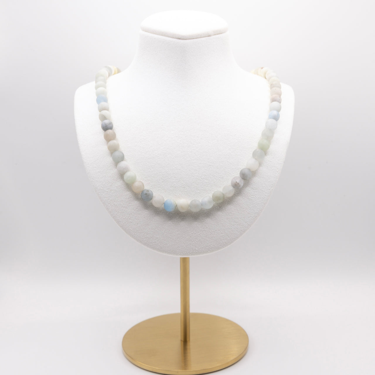 Aquamarine Beaded Necklace:  Adjustable, Sterling Silver, Beach Jewelry