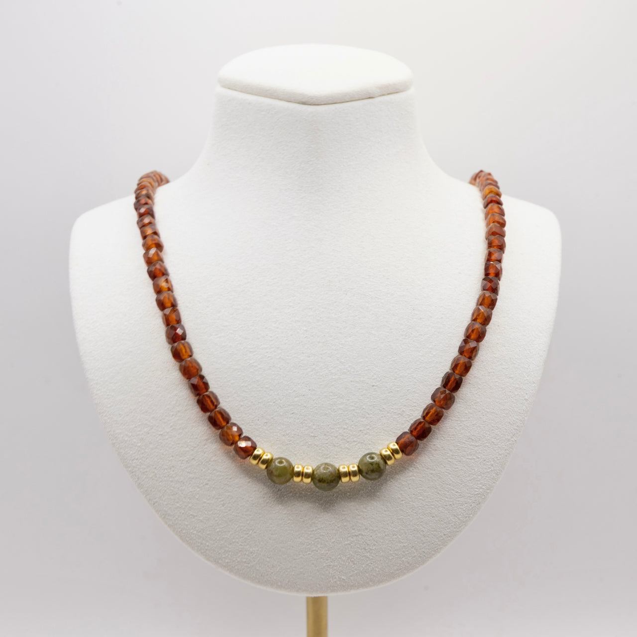 Beaded Garnet Necklace Set: Multicolor Garnet Beads, Gold Filled, January Birthstone