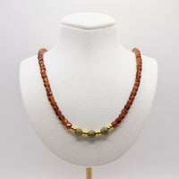 Beaded Garnet Necklace Set: Multicolor Garnet Beads, Gold Filled, January Birthstone