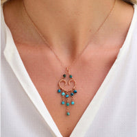 Personalized Birthstone Heart Chandelier Boho Style Necklace: 14k Gold Filled, 14k Rose Gold Filled or Sterling Silver