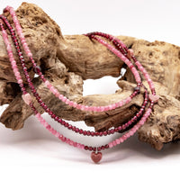 Pink Tourmaline and Garnet Necklace Set: Grade A Pink Tourmaline and Garnet Beads