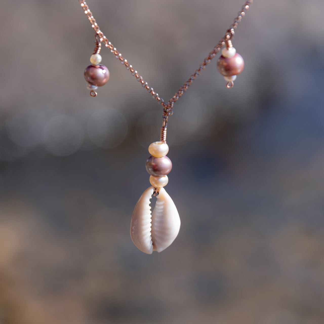 Cowrie Shell + Freshwater Pearl Necklace
