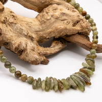 Green Garnet Beaded Necklace: 14k Gold Filled, Lobster Claw Clasp, Adjustable Chain