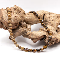 Tigers Eye and Brown Picture Jasper Necklace: Multicolor Beads, Gold Filled, Earth Tones