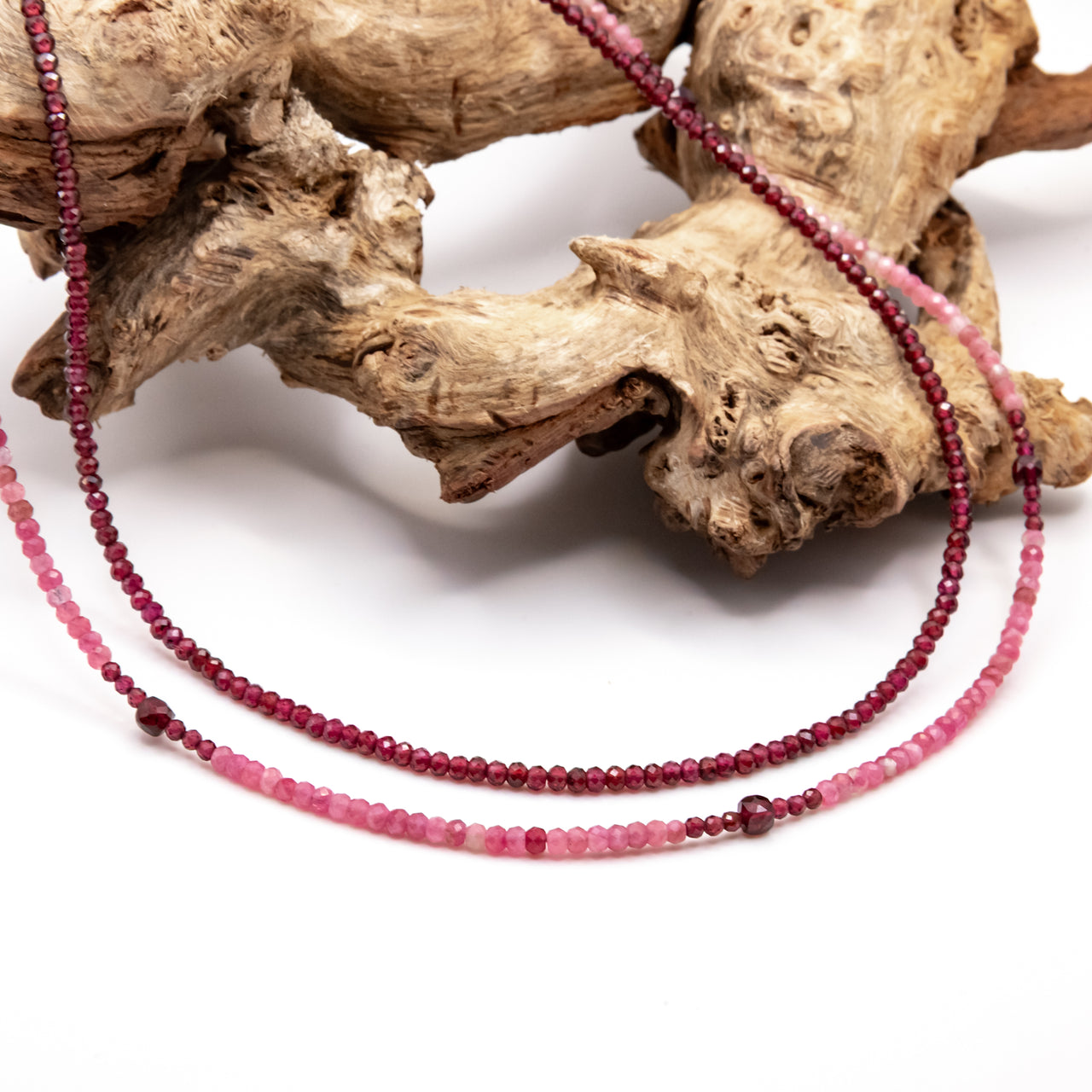 Burgundy Garnet and Pink Tourmaline Necklace Set: Grade A Beads, Sterling Silver or 14k Gold Filled