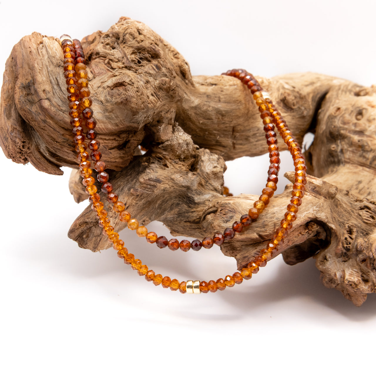 Beaded Garnet Necklace Set: Multicolor Garnet Beads, Gold Filled, January Birthstone