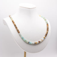 Amazonite and Brown Picture Jasper Necklace: Multicolor Beads, Sterling Silver, 14k Gold Filled, Earth Tones