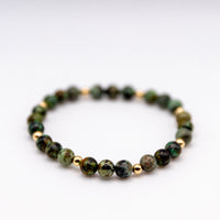 14k Gold Filled and 6mm African Turquoise Beaded Boho Style Stacking Bracelet