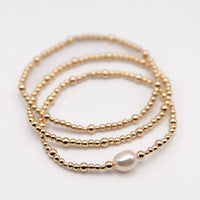 14kq Gold Filled Beaded Bracelet Set: Baroque Pearl Stacking Bracelets