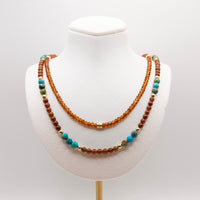 Hessonite Garnet and Turquoise Necklace Set: Adjustable, Lobster Clasp, Gold Filled, Birthstone Jewelry