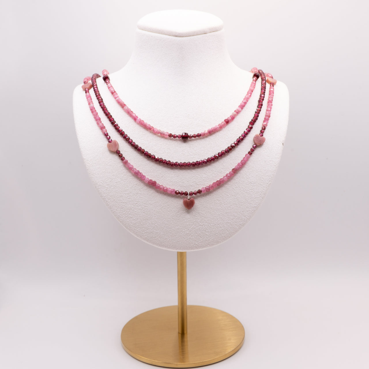 Pink Tourmaline and Garnet Necklace Set: Grade A Pink Tourmaline and Garnet Beads