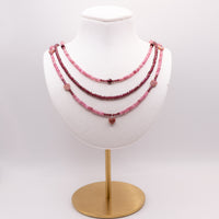 Pink Tourmaline and Garnet Necklace Set: Grade A Pink Tourmaline and Garnet Beads