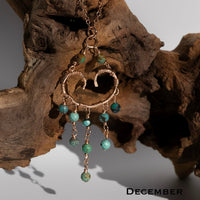 Personalized Birthstone Heart Chandelier Boho Style Necklace: 14k Gold Filled, 14k Rose Gold Filled or Sterling Silver