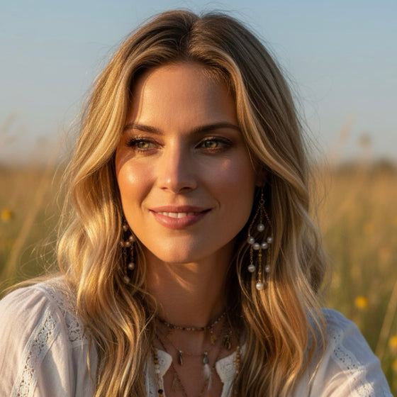 14k Gold Filled or Sterling Silver Pearl Chandelier Boho Style Earrings