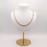 Mussel Mother of Pearl and Fossil Jasper Necklace: Beach Jewelry, Sterling Silver, 14k Gold Filled, Earth Tones