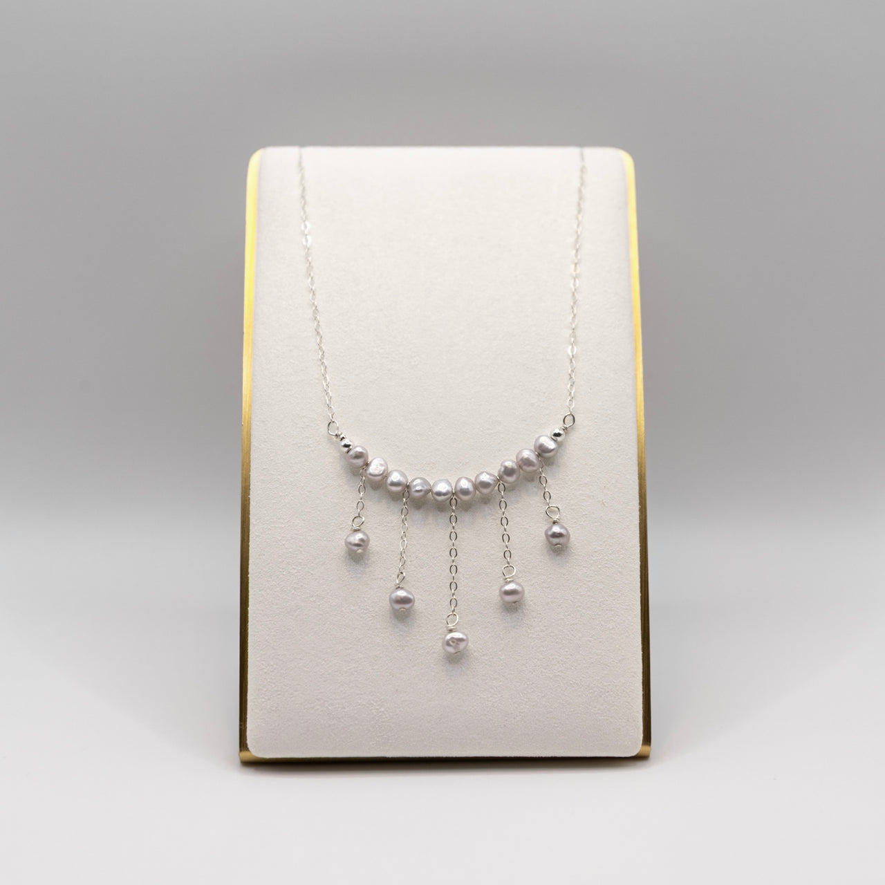 Silver Baroque Pearl Boho Statement Necklace