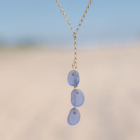 Purple 3 Charm Sea Glass Necklace