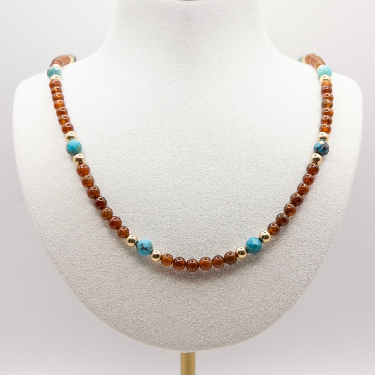 Hessonite Garnet and Turquoise Necklace Set: Adjustable, Lobster Clasp, Gold Filled or Sterling Silver, Birthstone Jewelry