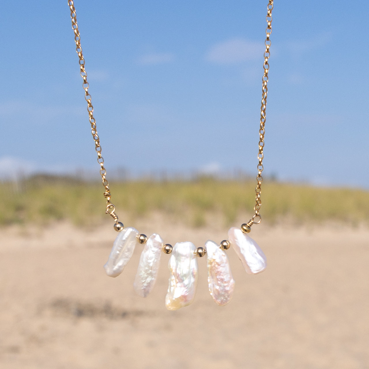 White Biwa Pearl Statement Necklace
