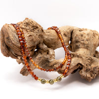 Beaded Garnet Necklace Set: Multicolor Garnet Beads, Gold Filled, January Birthstone