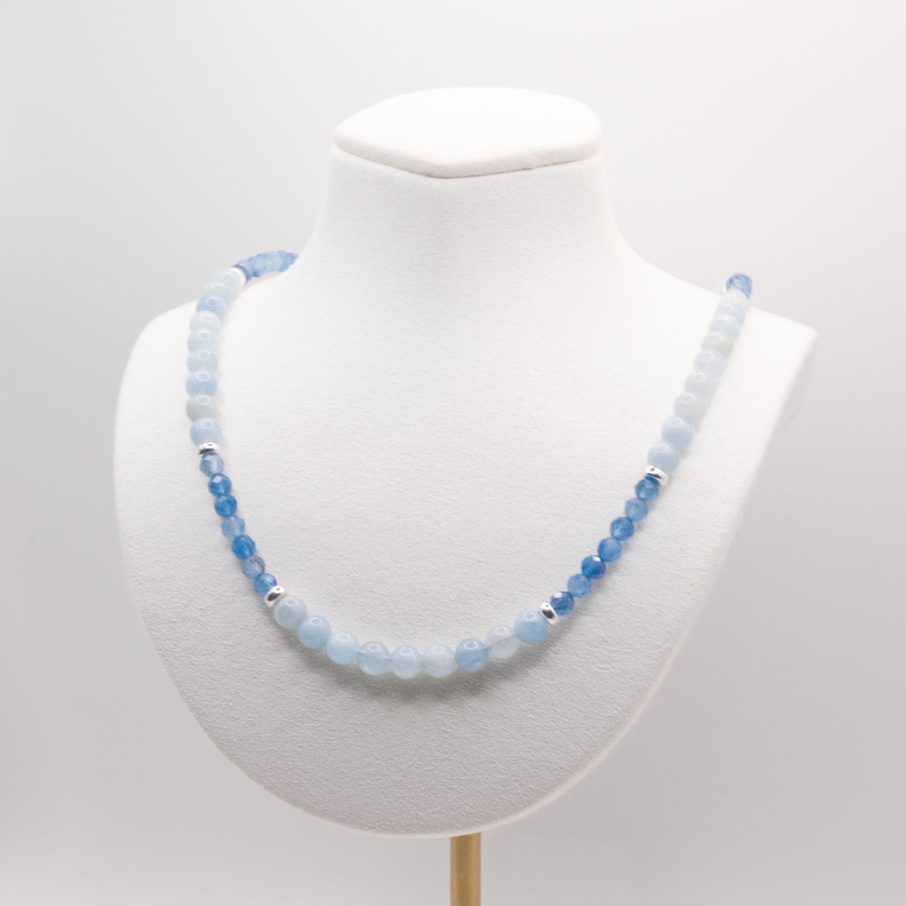 Aquamarine Beaded Necklace:  Adjustable, Sterling Silver, 14k Gold Filled, Beach Jewelry, Santa Maria Aquamarine