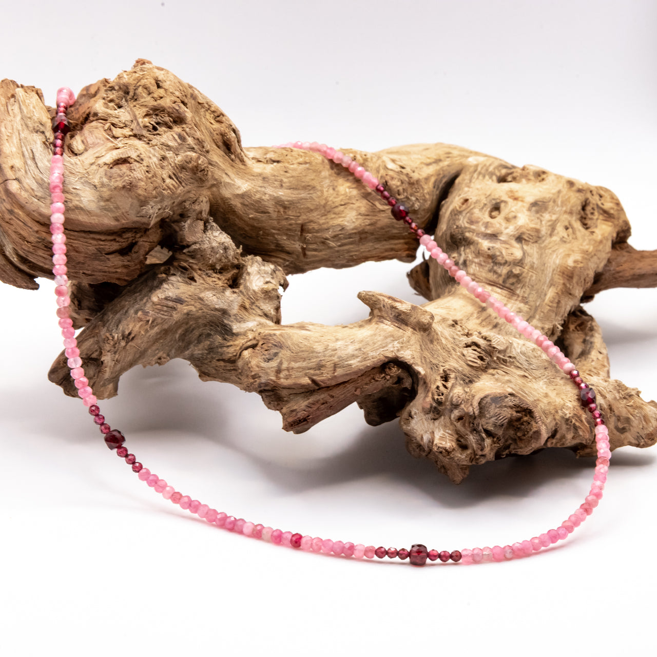 Pink Tourmaline and Garnet Necklace Set: Grade A Pink Tourmaline and Garnet Beads