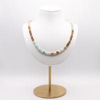 Amazonite and Brown Picture Jasper Necklace: Multicolor Beads, Sterling Silver, 14k Gold Filled, Earth Tones
