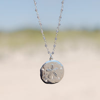 Sterling Silver Sand Dollar Rosary Bead Necklace