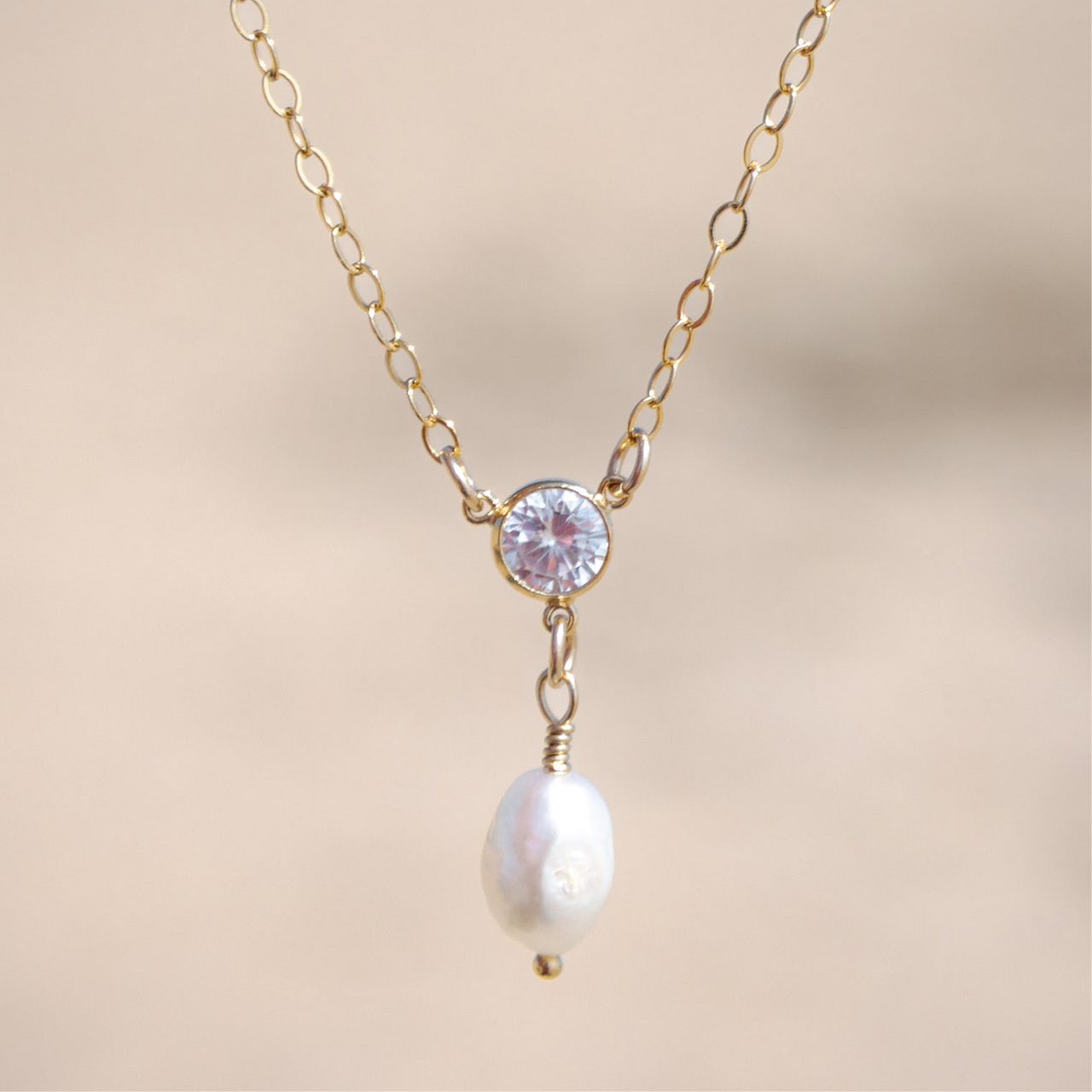 Baroque Pearl and Cubic Zirconia Necklace