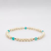 Rose Gold Filled Fossil Jasper and Amazonite Boho Bracelet Set