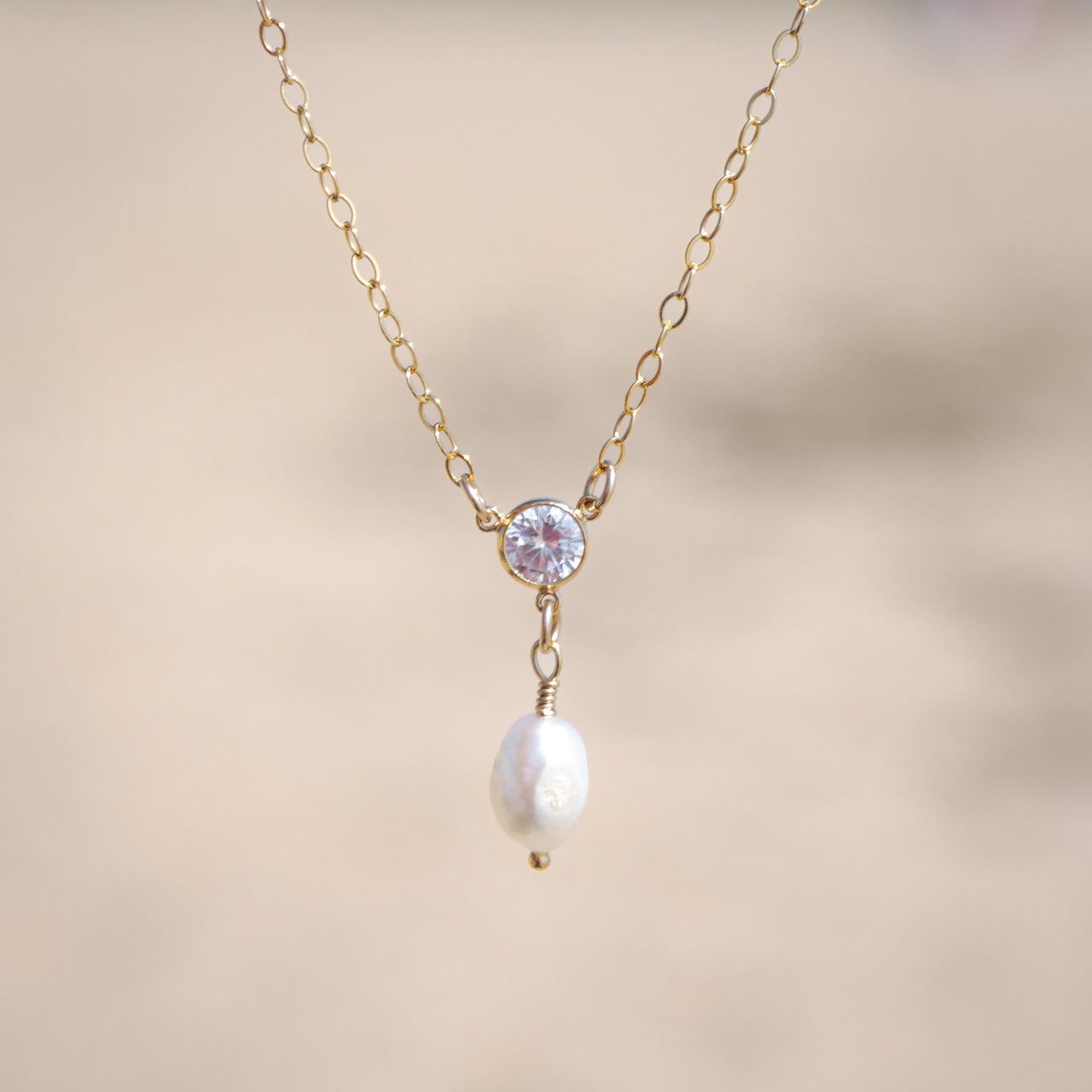 Baroque Pearl and cubic zirconia necklace