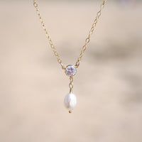 Baroque Pearl and cubic zirconia necklace
