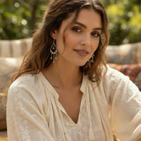 Sterling Silver or 14k Gold Filled Pearl Chandelier Boho Style Earrings