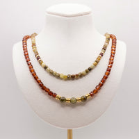 Beaded Garnet Necklace Set: Multicolor Garnet Beads, Gold Filled, January Birthstone