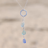 3 Charm Multicolor Sea Glass Circle Necklace