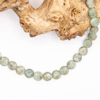 Green Kyanite Smooth Coin Beaded Necklace: Sterling Silver, Lobster Clasp, Adjustable Chain