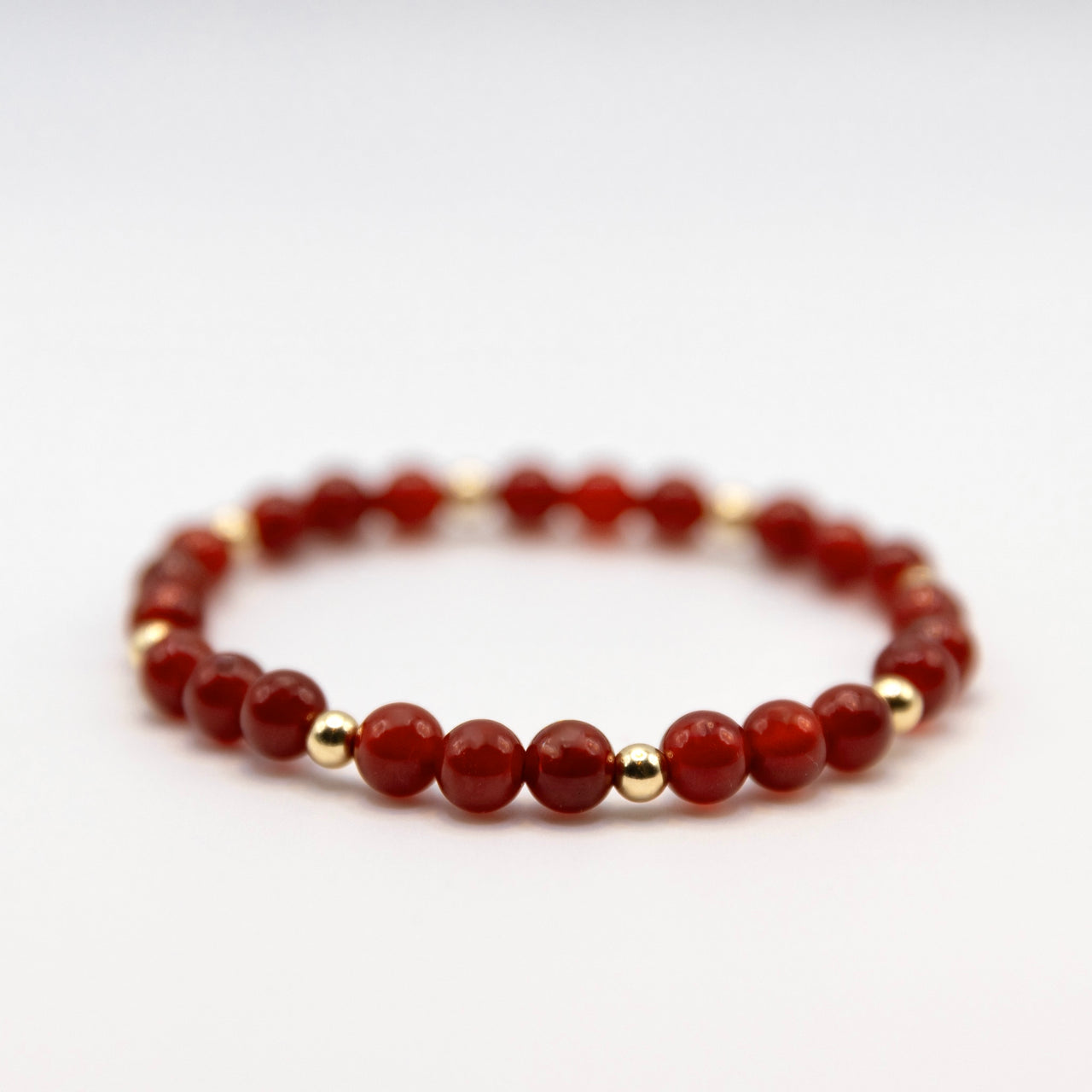 14k Gold Filled Carnelian Bracelet Set: Stacking Beaded Bracelets