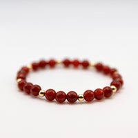 14k Gold Filled Carnelian Bracelet Set: Stacking Beaded Bracelets