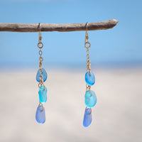 Multicolor Sea Glass 3 Charm Earrings
