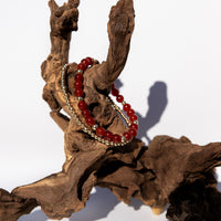 14k Gold Filled Carnelian Bracelet Set: Stacking Beaded Bracelets