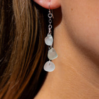 Aqua Blue Sea Glass 3 Charm Earrings