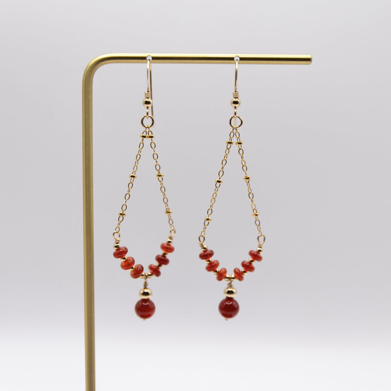 14k Gold Filled Carnelian Satellite Earrings