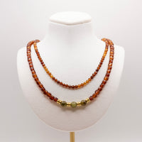 Beaded Garnet Necklace Set: Multicolor Garnet Beads, Gold Filled, January Birthstone