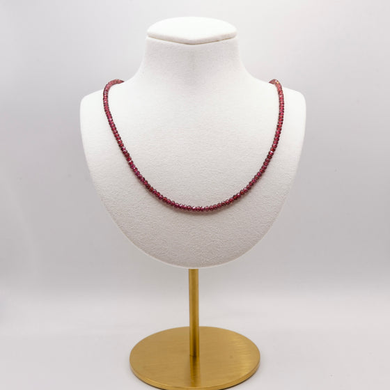 Beaded Garnet Necklace: Grade A Garnet Beads, Gold Filled, January Birthstone
