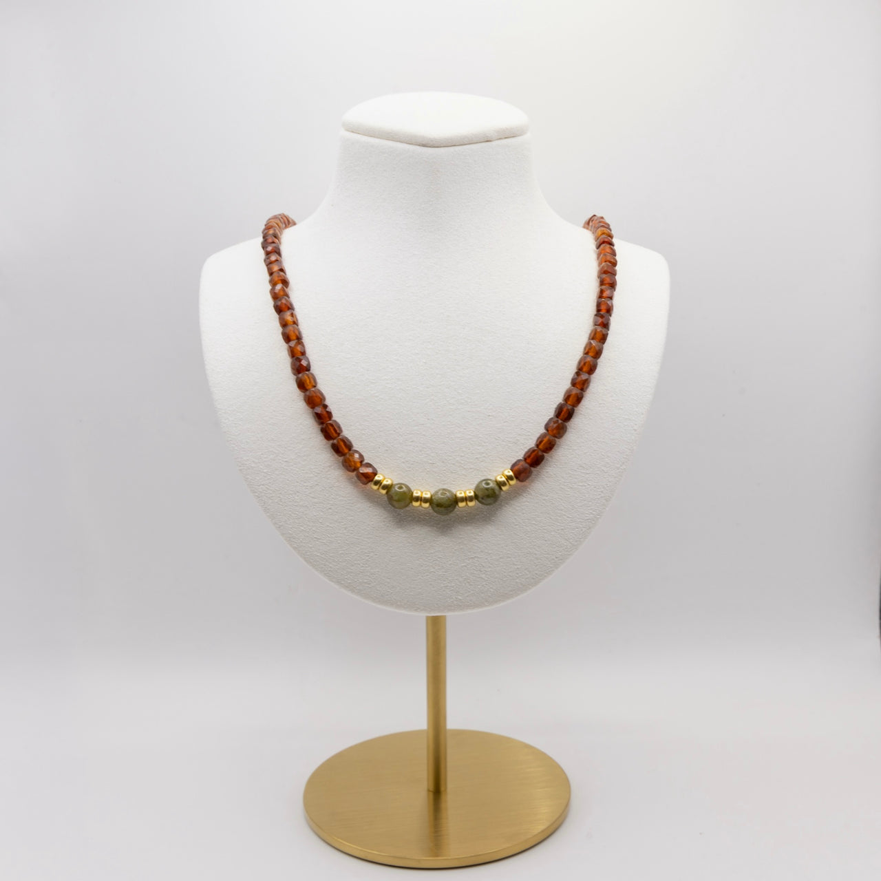 Beaded Garnet Necklace: Multicolor Garnet Beads, Gold Filled, January Birthstone