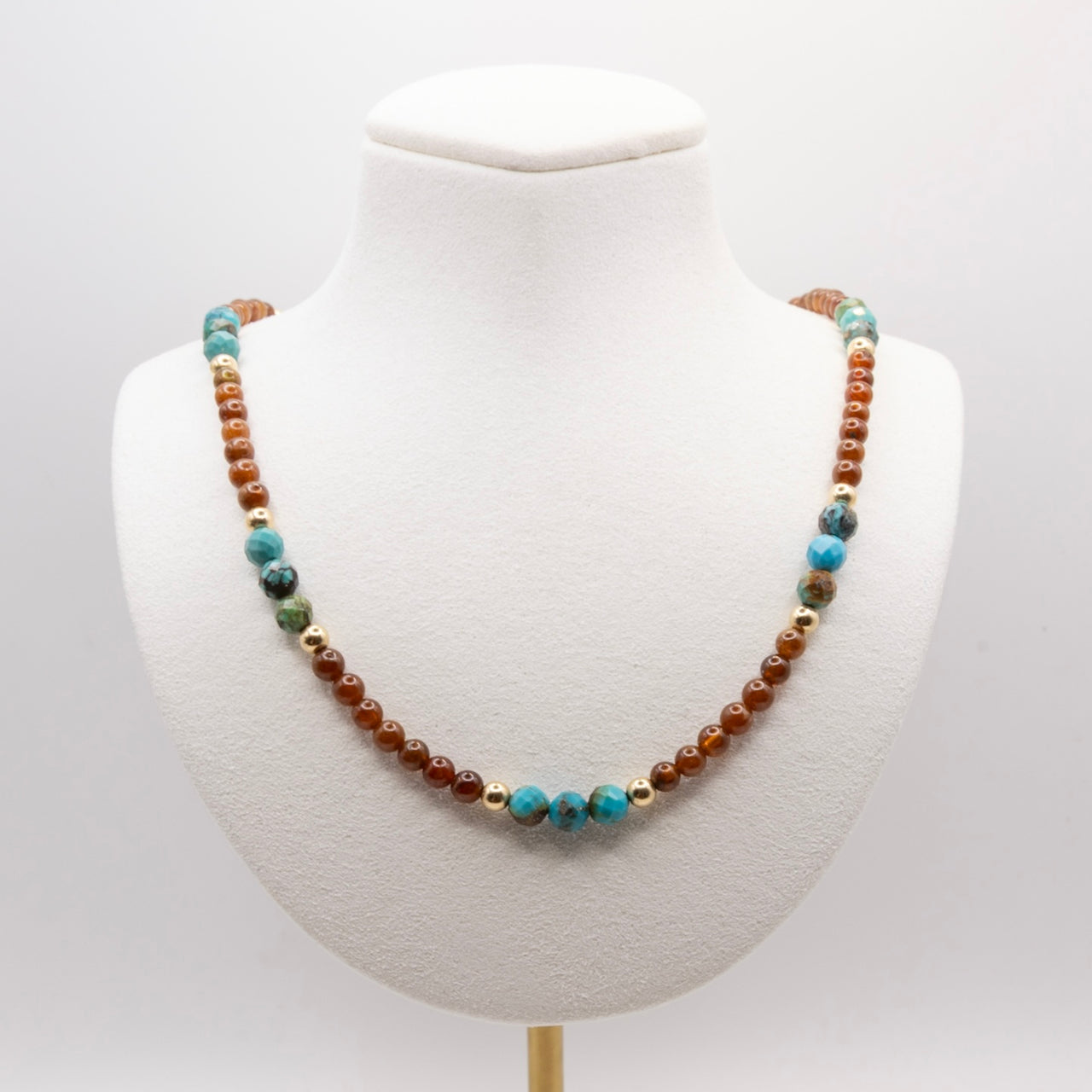 Beaded Turquoise Necklace Set: Garnet, Jasper, Gold Filled