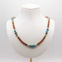 Beaded Turquoise Necklace Set: Garnet, Jasper, Gold Filled