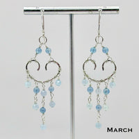 Personalized Birthstone Heart Chandelier Boho Style Earrings: 14k Gold Filled, 14k Rose Gold Filled or Sterling Silver